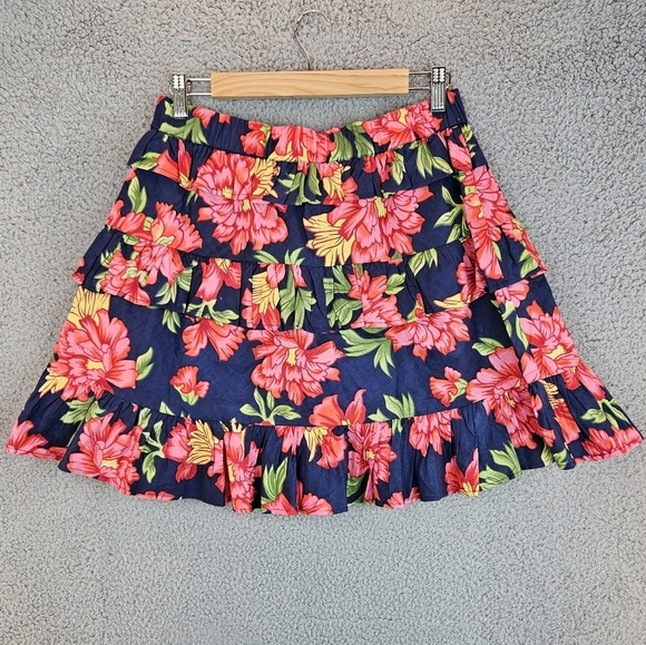 Walter Baker Womens Christie Skirt Sz XL Red Pink Tropical Floral Print Vacation - Picture 8 of 8